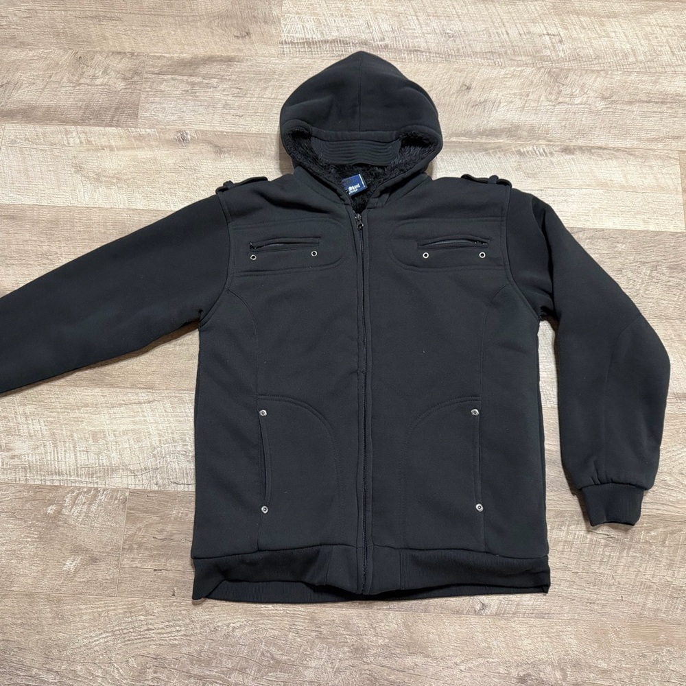 Old Skool Premium Wear Men's‎ Black Hooded Jacket, Size L
